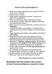 English worksheet: Lesson plan instructions