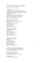 English worksheet: Lyrics. Please dont stop the music. Rihanna