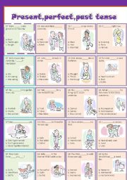 English Worksheet: review of past,perfect, present tenses