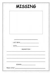 English Worksheet: Missing Poster 