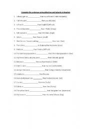 English Worksheet: Comperatives..