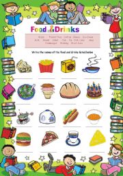 English Worksheet: Food And Drinks