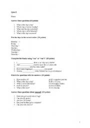 English worksheet: Quiz for kids II