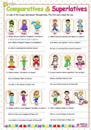 English Worksheet: Adjectives  -  Comparatives and Superlatives