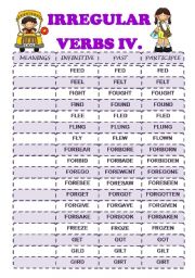 English Worksheet: IRREGULAR VERBS IV (F-G)