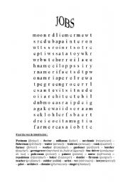 English Worksheet: jobs (word search)