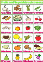 English Worksheet: fruits and vegetables-pictionary