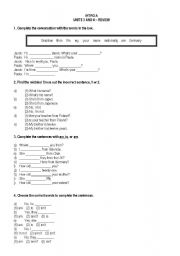 English Worksheet: Review of Units 3 and 4 Interchange Intro A