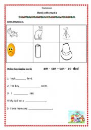 English Worksheet: short vowel a