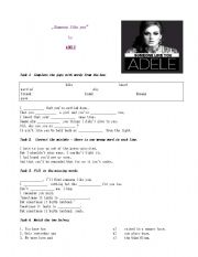 English Worksheet: Adele, Someone like you, song
