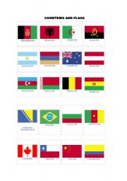 English Worksheet: Countries and Flags