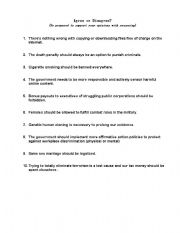 English Worksheet: Agree or disagree worksheet