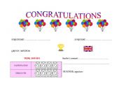 English worksheet: Very young learner End of the year certificate