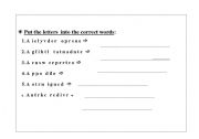 English worksheet: Unscramble the words