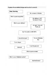 English Worksheet: Order the dialogue