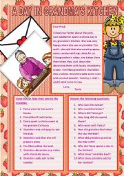 English Worksheet: A DAY IN GRANDMAS KITCHEN