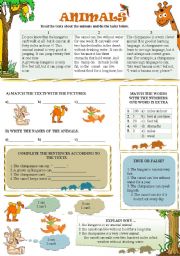 English Worksheet: READING TEXTS ABOUT ANIMALS