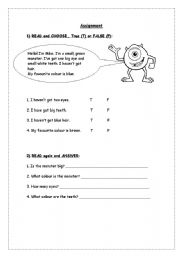 English Worksheet: Ive got a monster!