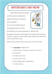 English Worksheet: INSPECTOR GADGETS DAILY ROUTINE