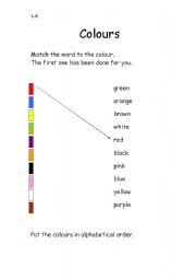 English Worksheet: join colours
