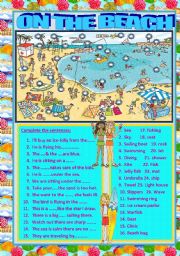 English Worksheet: on the beach