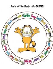 English Worksheet: Parts of the body with Garfield- Spin game