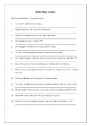 English Worksheet: Passive Voice for Invoices