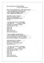 English Worksheet: never say never 