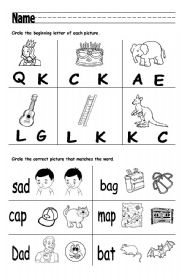 Alphabet Beginning Sounds and CVC - a words