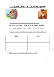 English Worksheet: Lion King