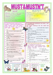 English Worksheet: Must & Mustnt + Key