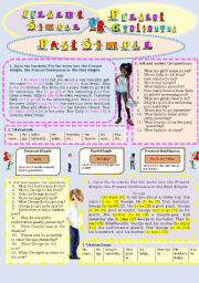 English Worksheet: Sally and George. Present Simple/Present Continuous and Past Simple