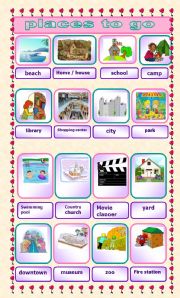 English Worksheet: places to go