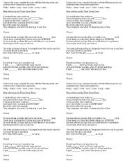 English Worksheet: Here without you by Three Dors Down