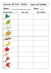 English Worksheet: DO YOU LIKE?  No 101