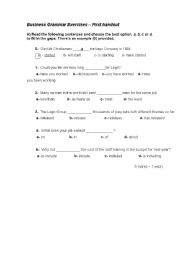 English worksheet: Business English Grammar exercises - Handout 1