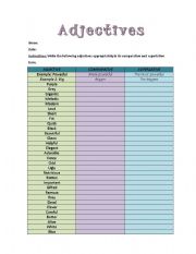 English Worksheet: Adjectives: comparatives and superlatives