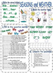 English Worksheet: Seasons and weather