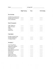 English Worksheet: A Simple ESL Essay Rubric