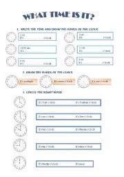 English Worksheet: what time is it?