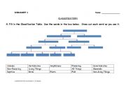 English worksheet: classification table worksheet