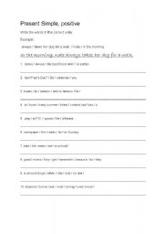 English Worksheet: Present Simple Positive