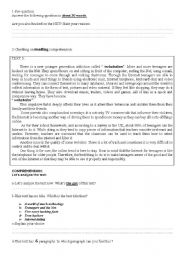 English Worksheet: Internet - Reading Comprehension