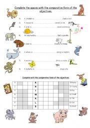 English Worksheet: Comparative adjectives with animals