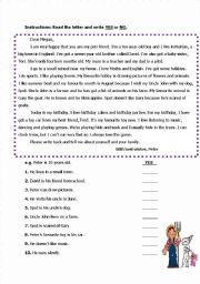 English Worksheet: A pen friend