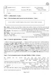 English Worksheet: Mid-Term Test 1 ( 3rd form sciences )