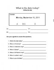 English worksheet: Whats the date today?