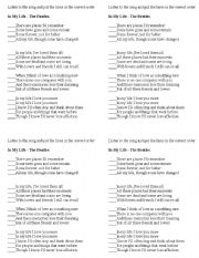 English worksheet: In my life by The Beatles II
