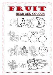 English Worksheet: FRUIT.READ AND COLOUR.#2