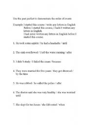 English worksheet: Past Perfect Practice
